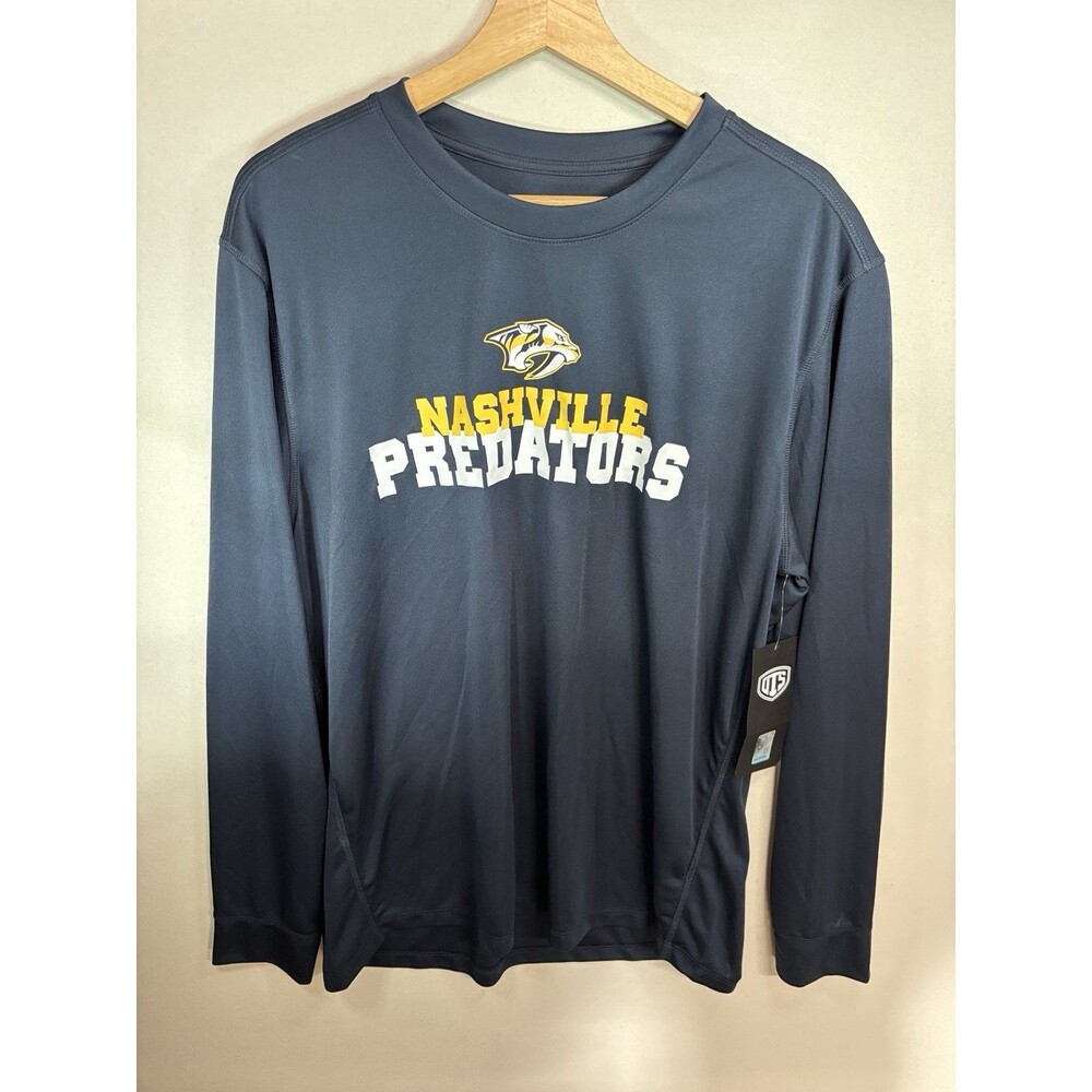 Nashville Predators Shirt Long Sleeve Mens XL Navy NHL Hockey Poly Athletic NWT